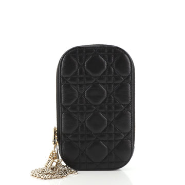 Christian Dior Lady Dior Phone Holder on Chain Cannage Quilt Lambskin