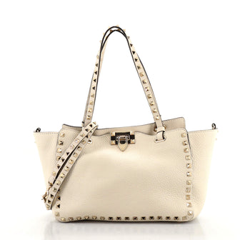 Valentino Rockstud Tote Pebbled Leather Small