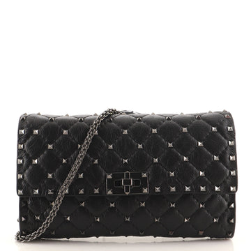 Valentino Rockstud Spike Wallet on Chain Quilted Leather Small