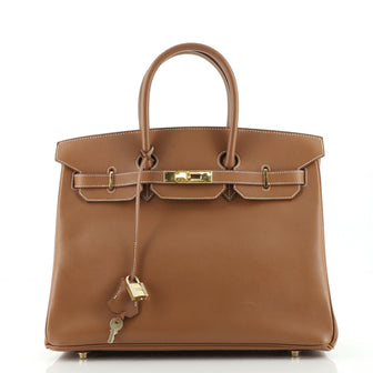 Hermes Birkin Handbag Brown Courchevel with Gold Hardware 35