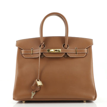 Hermes Birkin Handbag Brown Courchevel with Gold Hardware 35