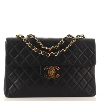 Chanel Vintage Classic Single Flap Bag Quilted Lambskin Maxi