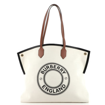 Burberry Logo Society Tote Printed Canvas Large