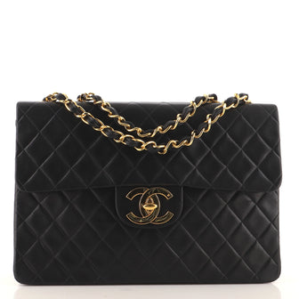 Chanel Vintage Classic Single Flap Bag Quilted Lambskin Maxi