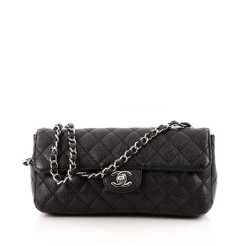 Chanel Classic Single Flap Bag Quilted Caviar East West