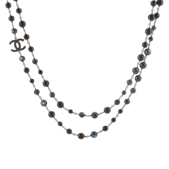 Chanel CC Double Strand Necklace Metal and Beads