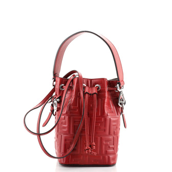 Fendi Mon Tresor Bucket Bag Zucca Embossed Leather Mini