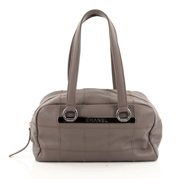 Chanel Square Stitch Bowler Bag Quilted Caviar Medium