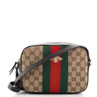 Gucci Bee Web Camera Bag GG Canvas