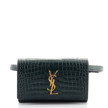 Saint Laurent Classic Monogram Kate Belt Bag Crocodile Embossed Leather