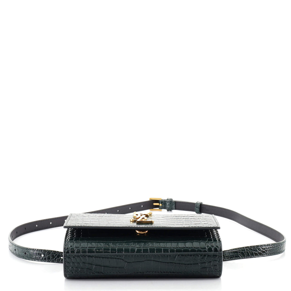 Saint Laurent Classic Monogram Kate Belt Bag Crocodile Embossed Leather
