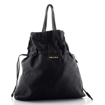 Prada Logo Drawstring Tote Tessuto Medium
