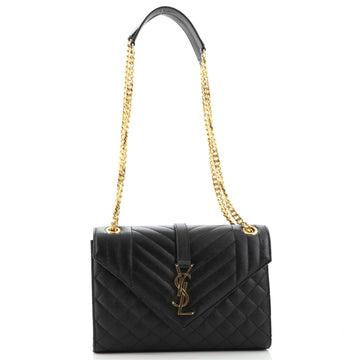 Saint Laurent Classic Monogram Envelope Satchel Quilted Leather Medium