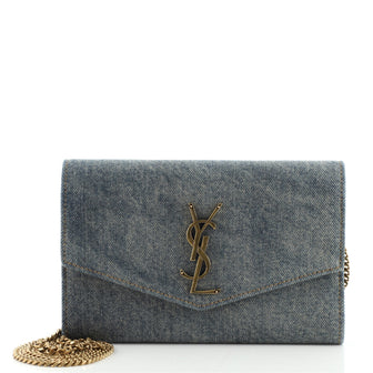 Saint Laurent Uptown Chain Wallet Denim
