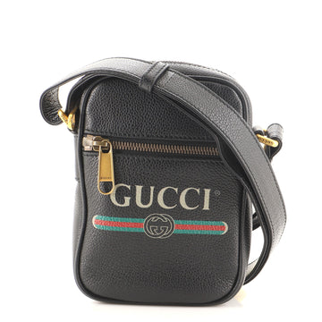Gucci Logo Zip Messenger Bag Printed Leather Mini