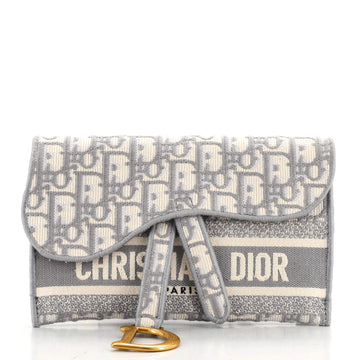 Christian Dior Saddle Slim Belt Pouch Logo Embroidered Oblique Canvas