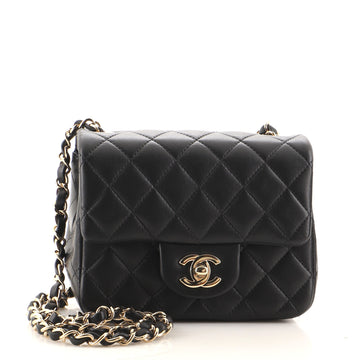 Chanel Square Classic Single Flap Bag Quilted Lambskin Mini