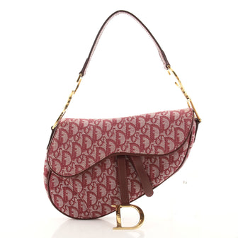 Christian Dior Vintage Saddle Bag Diorissimo Canvas Medium