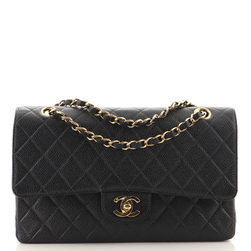 Chanel Vintage Classic Double Flap Bag Quilted Caviar Medium
