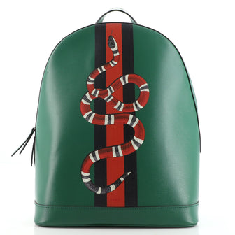Gucci Web and Snake Backpack Printed Leather