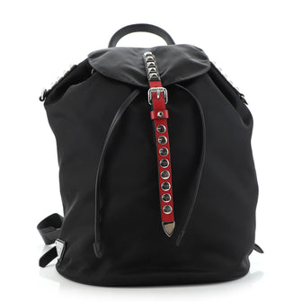 Prada Tessuto Prada Studded Nylon Backpack Prada New Vela Drawstring Backpack Tessuto With Studded Detail