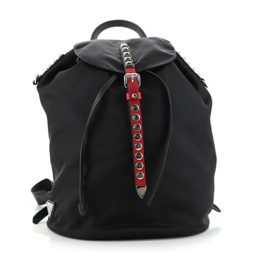 Prada New Vela Drawstring Backpack Tessuto with Studded Detail