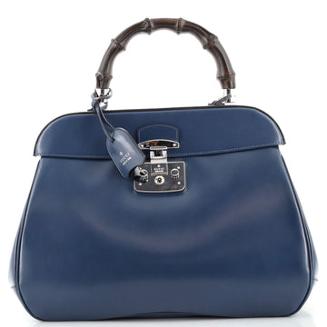 Gucci Lady Lock Bamboo Top Handle Bag Leather Large
