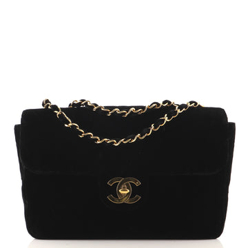 Chanel Vintage Classic Single Flap Bag Chevron Velvet Maxi