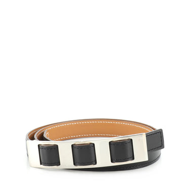 Hermes Triple Hole Buckle Belt Metal and Leather Thin