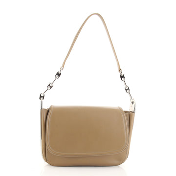 Salvatore Ferragamo Round Flap Frame Shoulder Bag Leather Medium