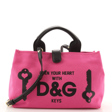 Dolce & Gabbana Open Your Heart Tote Printed Canvas Medium