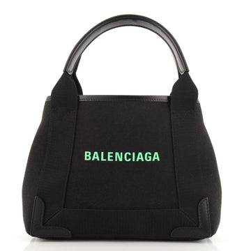 Balenciaga Navy Cabas Canvas and Leather XS