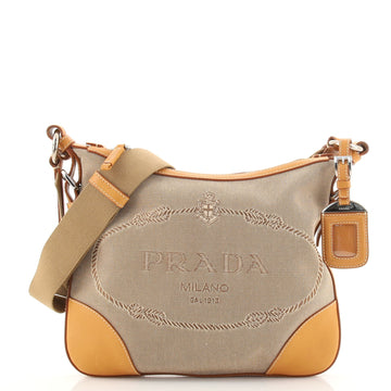 Prada Logo Crossbody Bag Canvas Small