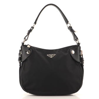 Prada Snap Zip Shoulder Bag Tessuto with Leather Medium