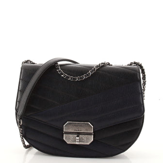 Chanel Gabrielle Saddle Crossbody Bag Chevron Goatskin Small