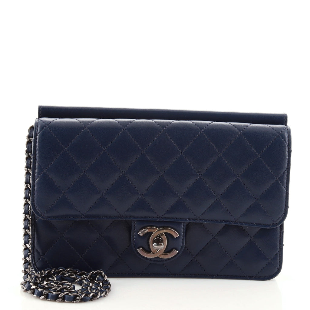 Chanel Crossing Times Flap Bag Quilted Lambskin Medium Blue 12520934