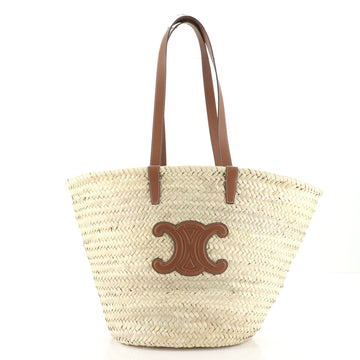 Celine Triomphe Basket Shoulder Bag Raffia with Leather Large