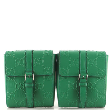 Gucci Double Belt Bag GG Embossed Perforated Leather