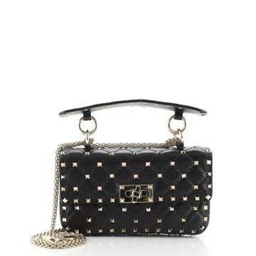 Valentino Rockstud Spike Flap Bag Quilted Leather Small