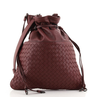 Bottega Veneta Drawstring Crossbody Bag Leather and Intrecciato Nappa Medium