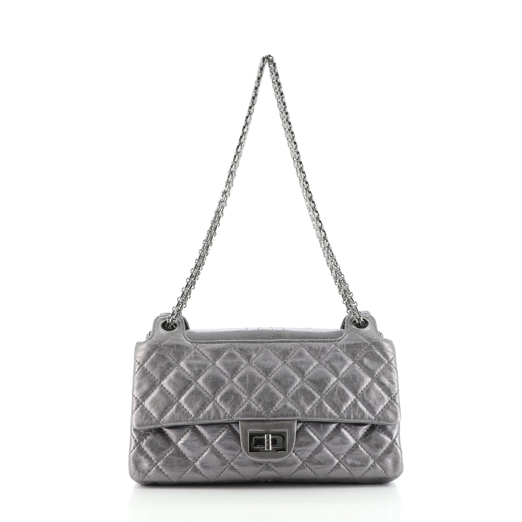 Chanel Accordion Reissue Flap Bag Quilted Calfskin Medium Silver