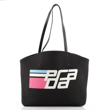 Prada Logo Tote Printed Canvas Small