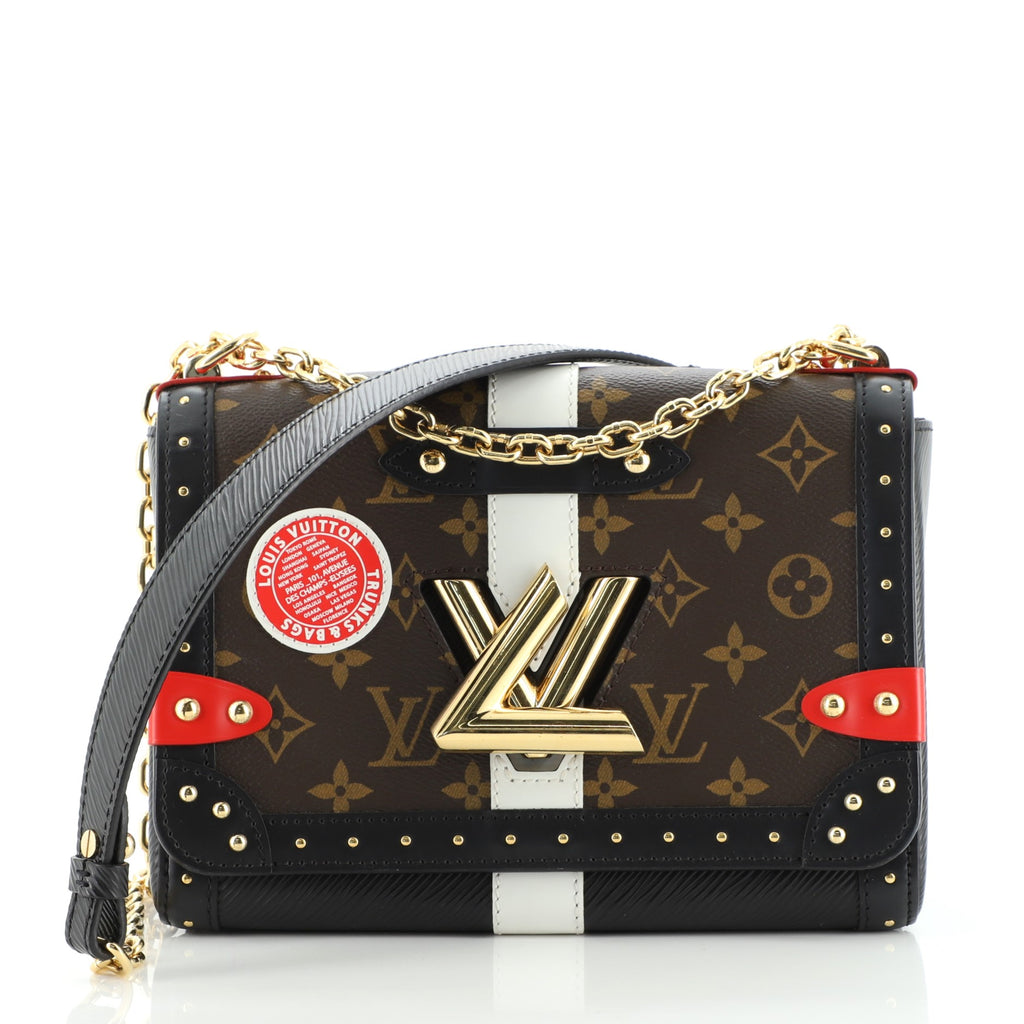 Louis Vuitton Twist Handbag Studded Epi Leather and Monogram Canvas MM  Black 125209438