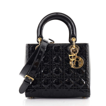 Christian Dior Lady Dior Bag Cannage Quilt Patent Medium