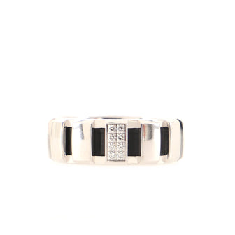 Chaumet Class One Ring 18K White Gold with Rubber and Diamonds 7mm