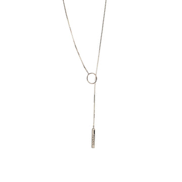 Gucci Logo Lariat Necklace 18K White Gold