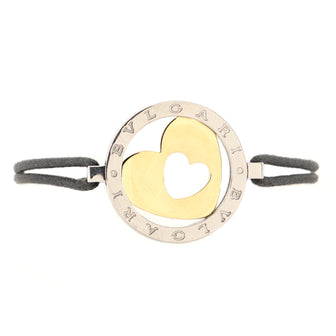 Bvlgari Tondo Heart Bracelet Leather with Stainless Steel and 18K Yellow Gold