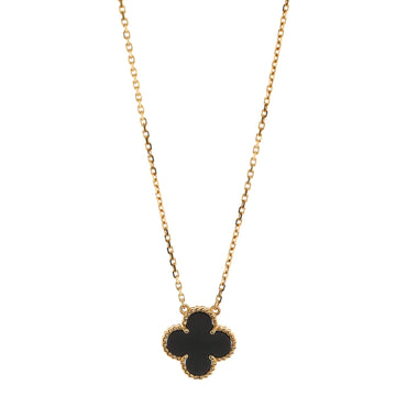 Van Cleef & Arpels Vintage Alhambra Pendant Necklace 18K Yellow Gold and Onyx