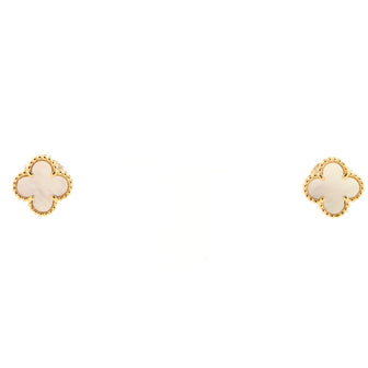 Van Cleef & Arpels Sweet Alhambra Stud Earrings 18K Yellow Gold and Mother of Pearl