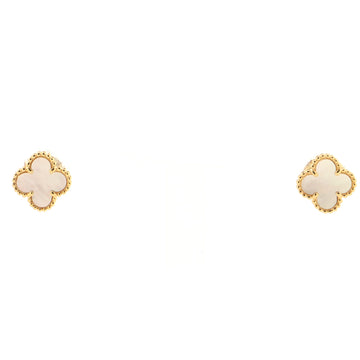 Van Cleef & Arpels Sweet Alhambra Stud Earrings 18K Yellow Gold and Mother of Pearl